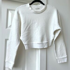 Reformation Soft Cosy Crop Fleece Sweatshirt in white